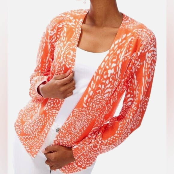 Chico's Sweaters - Chico's Summer Romance Short Cotton Blend Open Long Sleeve Lightweight Cardigan